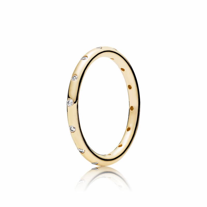 Pandora Droplets Stackable Ring Ireland - Yellow Gold 14 K/Cubic Zirconia - 591476POF